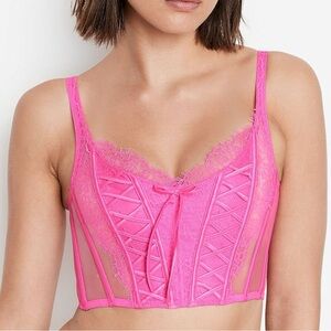 Victoria's Secret Dream Angels Pink Lace Unlined Non Wired Corset Bra Top Size S
